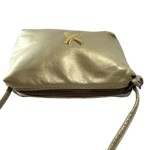 Paloma Picasso Gold Leather Crossbody Bag With Iconic X Logo & Zip Closure - Picture 7 of 12